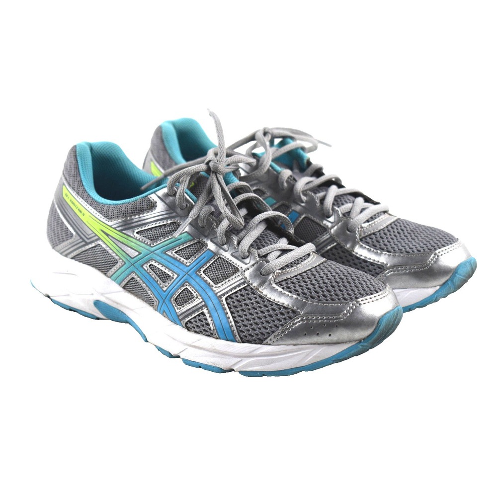 ASICS Gel Contend 4 Womens Sz 8‎ Gray Blue Silver Athletic Running Walking Shoes